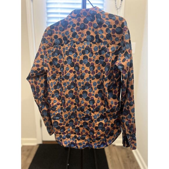 Visconti Men’s Long Sleeve Button-Up Shirt – Size Large – Brown/Blue Polka Dot - Picture 3 of 11